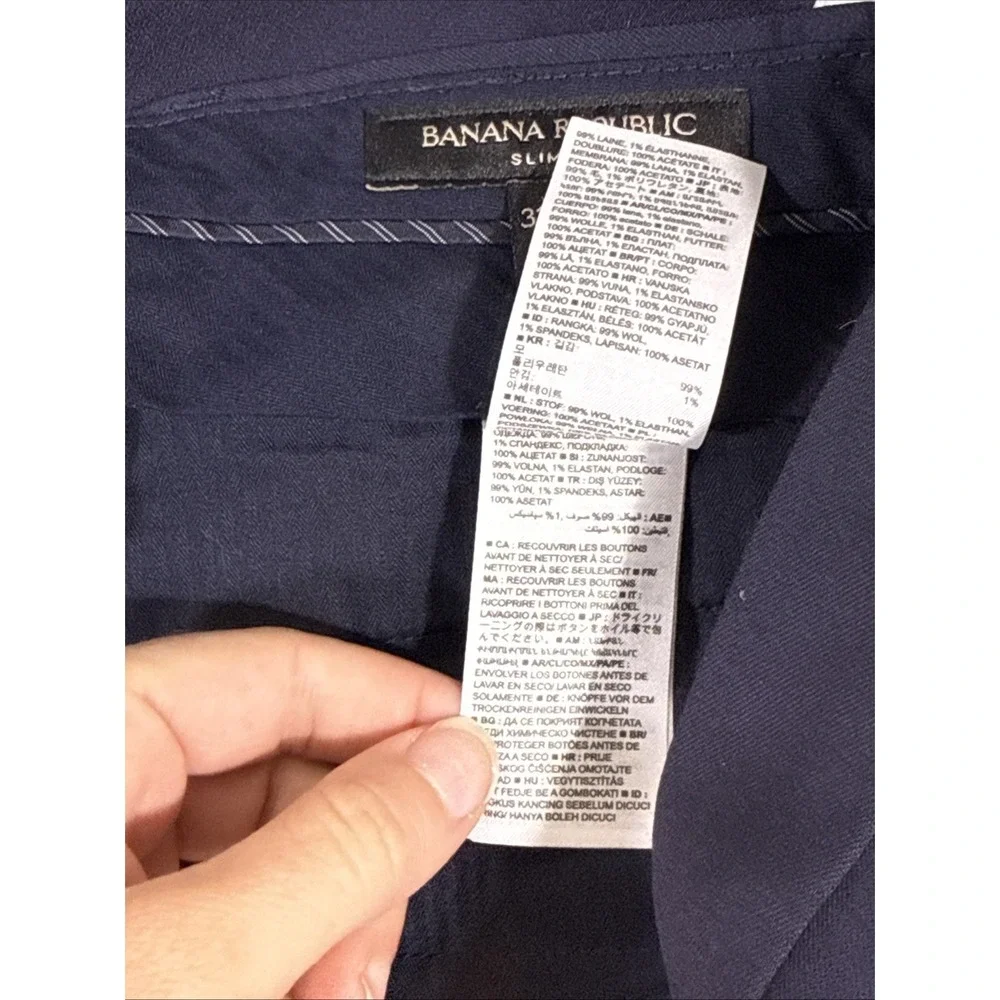 Banana Republic Marzotto Pants Mens Size 31x30 Navy Blue Super 120s Wool Stretch